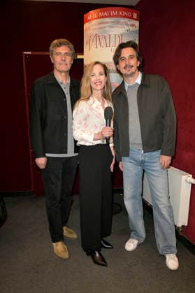 Martin Kochendörfer, Martina Klier und Damiano Michieletto bei der Premiere des Kinofilms Vivaldi und ich im Cinema Paris. Berlin, 07.05.2026