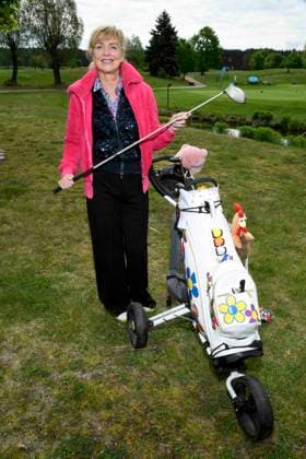 ABB PROMIGOLF - Nana Kuckuck zu Gast auf dem gruen beim ersten Charity Promi-AM Golfrunier zu gunstemn von Kinderwohl Berlin und Geka e.V. auf dem Golf und Country Club am Motzener See in Mittenwalde Brandenburg am 09.05.2026 Brandenburg Deutschland