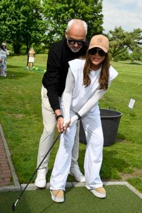 ABB PROMIGOLF -Simone Thomalla Freund Rene Merten beim Abschlag , zu Gast beim ersten Charity Promi-AM Golfturnier zu gunstemn von Kinderwohl Berlin und Geka e.V. auf dem Golf und Country Club am Motzener See in Mittenwalde Brandenburg am 09.05.2026 Brandenburg Deutschland