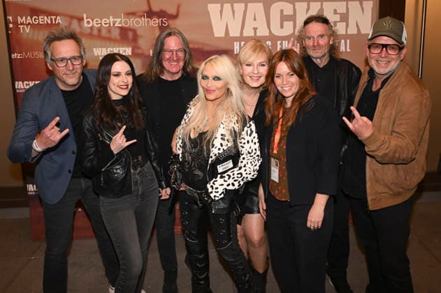Gast, Jennifer Haben, Thomas Jensen, Doro Pesch, Cordula Kablitz-Post, Adele Kohout, Holger Hübner und Christian Beetz bei der Premiere des Magenta TV-Dokumentarfilms Wacken - Hearts Full of Metal auf dem DOK.fest München 2026 im Deutschen Theater. München, 09.05.2026