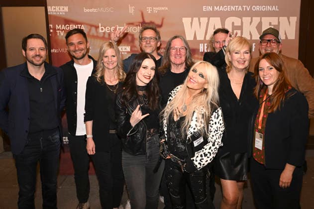 Daniel Guhl, Gast, Dorothea Jacob, Jennifer Haben, Gast, Thomas Jensen, Doro Pesch, Holger Hübner, Cordula Kablitz-Post, Adele Kohout und Christian Beetz bei der Premiere des Magenta TV-Dokumentarfilms Wacken - Hearts Full of Metal auf dem DOK.fest München 2026 im Deutschen Theater. München, 09.05.2026