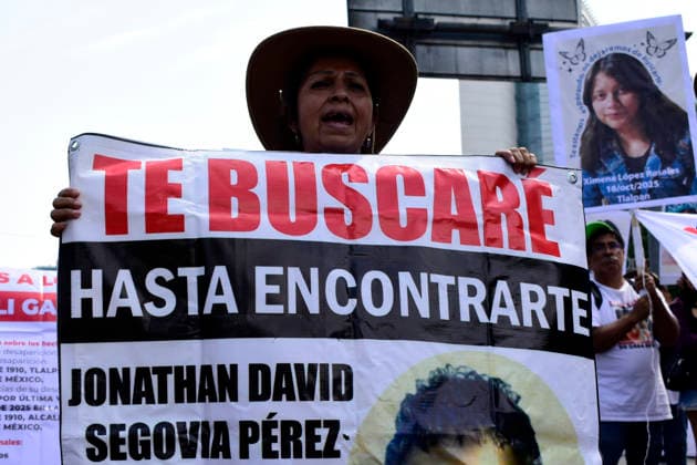 Mothers Demand Justice For Their Missing Relatives On a Mother s Day Demonstration A woman holds a placard of her missing relative during a Mother s Day demonstration, demanding justice for their missing relatives. on May 10, 2026 in Mexico City, Mexico. (Photo by Luis Barron Eyepix Group) Copyright: xLuisxBarronx xEyepixxGroupx LB_10052026_183591