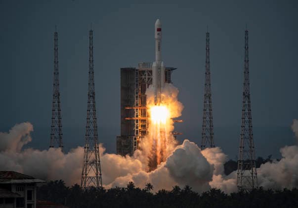 WENCHANG, CHINA - MAY 11: A Long March 7 carrier rocket carrying the Tianzhou-10 cargo craft blasts off from Wenchang Spacecraft Launch Site on May 11, 2026 in Wenchang, Hainan Province of China. China launched the cargo craft Tianzhou-10 from the Wenchang Spacecraft Launch Site on the morning of May 11 to deliver supplies for its orbiting Tiangong space station.  Copyright: xVCGx 111640600301
