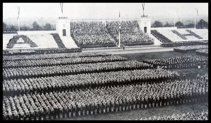 RECORD DATE NOT STATED Nazi party, Hitler Youth Rally, Germany 1937 Nazi party, Hitler Youth Rally, Germany 1937 Editorial use only. All other uses to be cleared with the copyright owner (World History Archive), in advance., WHA_058_0921.jpg, Nazi party; Hitler Youth Rally; Germany; 1937; Adolf Hitler; Third Reich; Nazi Germany; propaganda; youth; rally; historical; event; crowd; uniform; swastika; flag; political; gathering; nationalistic; indoctrination; fascism; World War II; historical event; German history; nationalism; Hitlerjugend; Nazi regime; mass gathering; political rally; historical photo. Copyright: xWorldxHistoryxArchivex