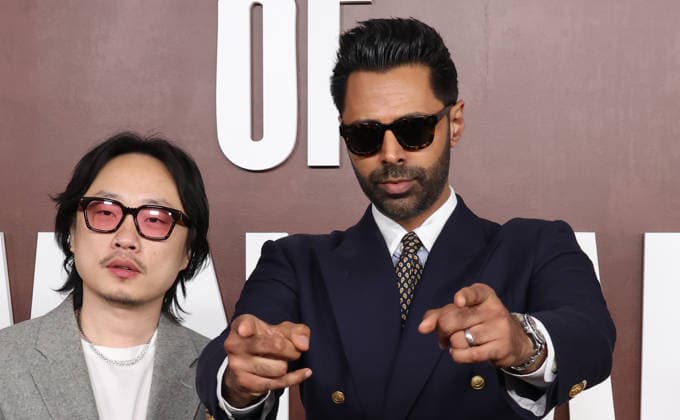 Los Angeles CA May 10: Jimmy O. Yang, Hasan Minhaj at The Roast Of Kevin Hart Red Carpet At Netflix Is A Joke Fest held at The Kia Forum in Los Angeles, CA. on May 10, 2026 Credit: AdMedia Los Angeles USA - ZUMAa123 20260510_zaa_a123_198 Copyright: xADx