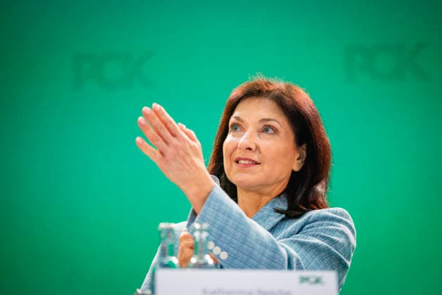 Katherina Reiche (CDU), Bundesministerin fuer Wirtschaft und Energie, aufgenommen im Rahmen eines Besuchs bei PCK in Schwedt, 11.05.2026. Fotografiert im Auftrag des BMWE Schwedt Deutschland *** Katherina Reiche CDU , Federal Minister for Economic Affairs and Energy, photographed during a visit to PCK in Schwedt, 11 05 2026 Photographed on behalf of the BMWE Schwedt Germany Copyright: xJulianexSonntag BMWEx