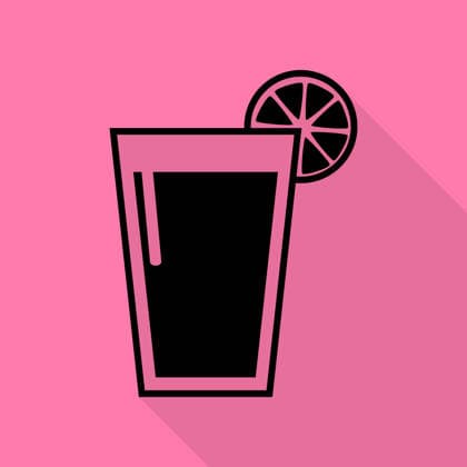 Glass of Juice Icons Black Icon With Flat Style Glass of juice icons. Black icon with flat style shadow path on pink background Copyright: xAsmatix