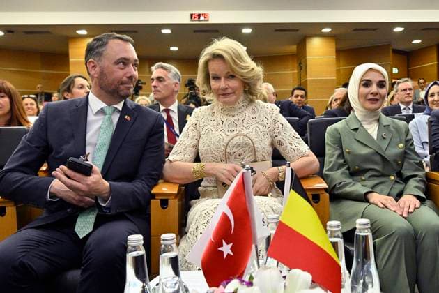 Queen Mathilde Attends 2026 Turkey Economic Mission ISTANBUL, TURKEY - MAY 11: Maxime Prevot (Les Engages), Deputy Prime Minister and Minister of Foreign Affairs foreign of Federal Government, Queen Mathilde of Belgium, Mahinur Ozdemir Goktas, Minister of Family and Social Service pictured attending The business world and entrepreneurship as drivers of women s empowerment during the Belgian Economic Mission to the Republic of Turkey on May 11, 2026 in Istanbul, Turkey, 11 05 2026 Istanbul Turkey  Copyright: xPhilipxReynaersx