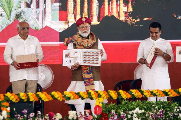 PM Modi releases Book on Somnath Temple at Amrut Mahotsav Celebrations in Gir Somnath Gir Somnath, May 11 (ANI): Prime Minister Narendra Modi releases a book on Somnath temple during a public meeting, celebrating 75 years of the Somnath Temple Amrut Mahotsav, in Gir Somnath on Monday. Chief Minister of Gujarat Bhupendra patel and Deputy Chief Minister of Gujarat Harsh Sanghvi also present. Gir Somnath Gujarat India Copyright: xANIx ANI_20260511241