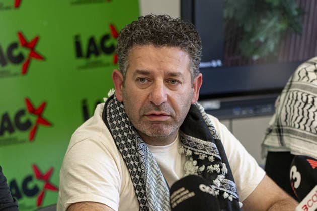 Freedom Flotilla activist Saif Abukeshek gives a press conference in Barcelona BARCELONA, SPAIN - MAY 11: Freedom Flotilla activist Saif Abukeshek, who will travel to Turkiye as organizers regroup following Israel’s interception of the Gaza-bound mission in international waters, speaks during a press conference in Barcelona, Spain, on May 11, 2026. Lorena Sopena Lopez Anadolu Barcelona Spain. Editorial use only. Please get in touch for any other usage.  Copyright: x2026xAnadoluxLorenaxSopenaxLopezx