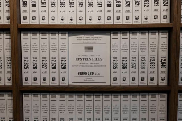May 11, 2026, New York, New York, USA: The Donald J. Trump and Jeffrey Epstein Memorial Reading Room holds 3,437 volumes of the released and partially redacted Epstein files and visitors may access the Tribeca, Manhattan installation by appointment. Organizers state that the intention of The Reading Room is to keep public attention on the crimes of Epstein and the Epstein class, challenge the Trump administrationÃ¢â‚¬â ¢s attempts to bury them, and to support survivors as they seek justice. Resources for sexual assault survivors are available on site as are a timeline of Epstein and President Trump s relationship, information about contacting the Department of Justice, a place to share reflections and a candlelight tribute. New York USA - ZUMAr174 20260511_znp_r174_009 Copyright: xGinaxMxRandazzox