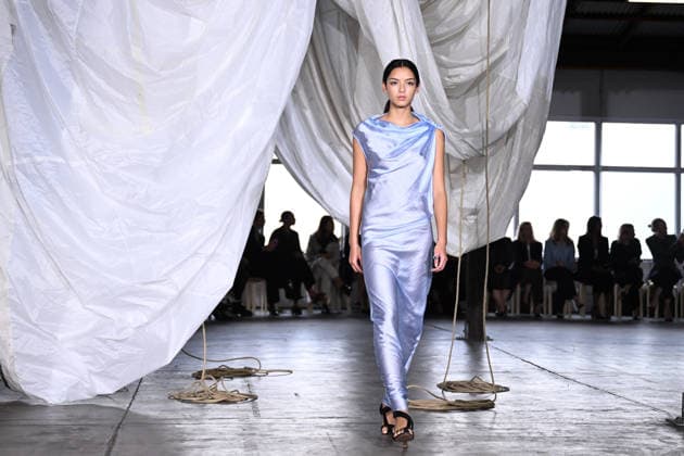 AUSTRALIAN FASHION WEEK, A model walks the runway wearing creations by Australian designer Bianca Spender, during Australian Fashion Week in Sydney, Tuesday, May 12, 2026. ( NO ARCHIVING SYDNEY NEW SOUTH WALES AUSTRALIA  Copyright: xDANxHIMBRECHTSx 20260512177024022105