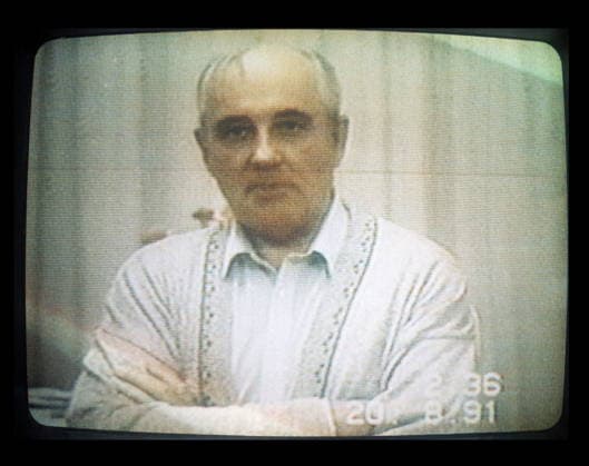 RECORD DATE NOT STATED Soviet President Mikhail Gorbachev while held captive in the Crimea Soviet President Mikhail Gorbachev is seen on a tape filmed by his son-in-law while the Soviet president was held captive in the Crimea during a failed coup attempt in the response to the proposal of a new Union Treaty. Editorial use only. All other uses to be cleared with the copyright owner (World History Archive), in advance., WHA_068_0922.jpg, Soviet President; Mikhail Gorbachev; tape; son-in-law; captive; Crimea; failed coup attempt; new Union Treaty; USSR; politics; historical; leader; Cold War; Russia; Soviet Union; 1991; government; footage; secret recording; political turmoil; power struggle; leadership; crisis; historical event; documentary; Copyright: xWorldxHistoryxArchivex