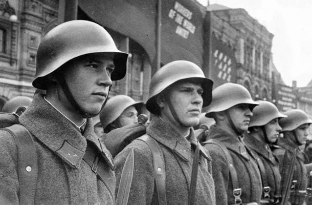RECORD DATE NOT STATED Photograph of Red Army Soldiers in the USSR Photograph of Red Army soldiers in the USSR. Dated 1941 Editorial use only. All other uses to be cleared with the copyright owner (World History Archive), in advance., WHA_069_0432.jpg, Red Army; soldiers; USSR; 1941; Soviet Union; military; uniform; World War II; historical; vintage; war; Soviet soldiers; Russian soldiers; Soviet military; Soviet history; Soviet era; Red Army soldiers; Soviet Union soldiers; 1940s; Soviet Union military; Russian military; Soviet Union history; Soviet Union era; Red Army uniform; Red Army history; Red Army era; Soviet Union soldiers 1941; Red Army soldiers 1941; USSR soldiers 1941; Soviet Union military 1941 Copyright: xWorldxHistoryxArchivex