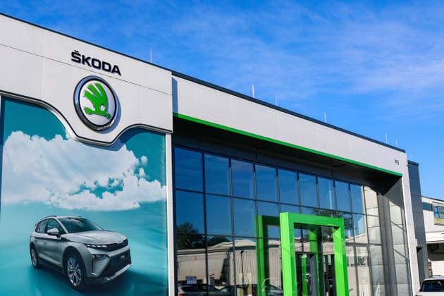 12.05.2026 xsvx, Wirtschaft, Skoda Symbolfoto, Symbolbild Skoda Logo Wappen Brand Markenlogo Ettlingen