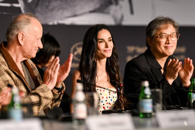 79ème Festival International du Film de Cannes Press conference with jury 79th International Cannes Film Festival Press junket with jury members 455832 2026 05 12 France Skarsgard, Stellan Park, Chan Wook Moore, Demi  Copyright: xEstellexCarlierx xStarfacex STAR_455832_009