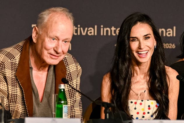 79ème Festival International du Film de Cannes Press conference with jury 79th International Cannes Film Festival Press junket with jury members 455832 2026 05 12 France Skarsgard, Stellan Moore, Demi  Copyright: xEstellexCarlierx xStarfacex STAR_455832_019