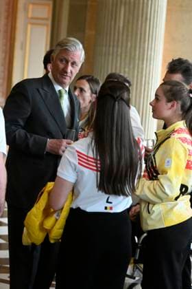 The King Receives The Belgian Winter Olympics And Paralympics Athletes BRUSSELS, BELGIUM - MAY 12 : King Philippe receives the Belgian athletes who represented our country at the Milan-Cortina Winter Olympics and Paralympics at Laeken Castle. The athletes support staff and representatives of the Belgian Olympic and Interfederal Committee (BOIC-COIB), the Belgian Paralympic Committee (BPC) and the relevant sports federations will also be present..on May 12, 2026 in Brussels, Belgium, 12 05 2026 Brussels Belgium  Copyright: xBertxVanxDenxBrouckex