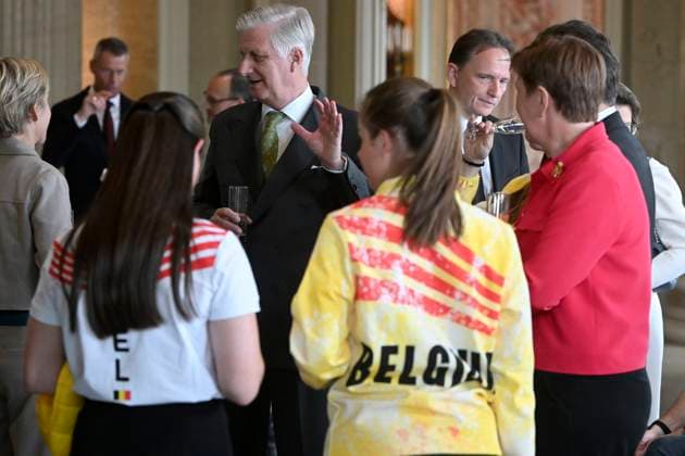 The King Receives The Belgian Winter Olympics And Paralympics Athletes BRUSSELS, BELGIUM - MAY 12 : King Philippe receives the Belgian athletes who represented our country at the Milan-Cortina Winter Olympics and Paralympics at Laeken Castle. The athletes support staff and representatives of the Belgian Olympic and Interfederal Committee (BOIC-COIB), the Belgian Paralympic Committee (BPC) and the relevant sports federations will also be present..on May 12, 2026 in Brussels, Belgium, 12 05 2026 Brussels Belgium  Copyright: xBertxVanxDenxBrouckex