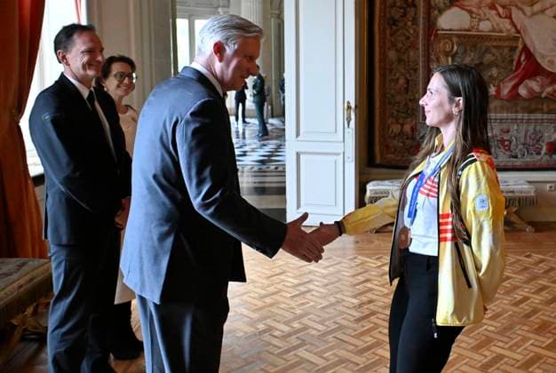 The King Receives The Belgian Winter Olympics And Paralympics Athletes BRUSSELS, BELGIUM - MAY 12 : King Philippe receives Hanne De Smet and the Belgian athletes who represented our country at the Milan-Cortina Winter Olympics and Paralympics at Laeken Castle. The athletes support staff and representatives of the Belgian Olympic and Interfederal Committee (BOIC-COIB), the Belgian Paralympic Committee (BPC) and the relevant sports federations will also be present..on May 12, 2026 in Brussels, Belgium, 12 05 2026 Brussels Belgium  Copyright: xBertxVanxDenxBrouckex