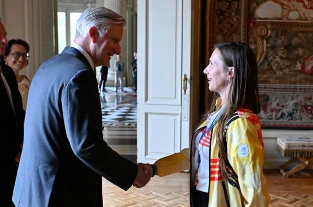 The King Receives The Belgian Winter Olympics And Paralympics Athletes BRUSSELS, BELGIUM - MAY 12 : King Philippe receives Hanne De Smet and the Belgian athletes who represented our country at the Milan-Cortina Winter Olympics and Paralympics at Laeken Castle. The athletes support staff and representatives of the Belgian Olympic and Interfederal Committee (BOIC-COIB), the Belgian Paralympic Committee (BPC) and the relevant sports federations will also be present..on May 12, 2026 in Brussels, Belgium, 12 05 2026 Brussels Belgium  Copyright: xBertxVanxDenxBrouckex