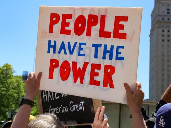 May 12, 2026, New York, New York, USA: Anti ICE protest outside 26 Federal Plaza NYC. The Hands Off demonstration.demanded no more ICE raids in NYC outside of the federal building with signs and speeches. New York USA  - ZUMAh156 20260512_znp_h156_007 Copyright: xMiloxHessx