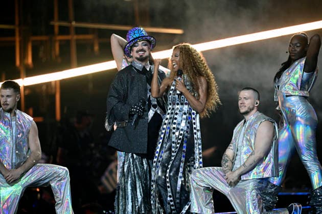 Boy George with Senhit representing San Marino with the entry Superstar during semi-final 1 of the 70th edition of the Eurovision Song Contest (ESC) at the Wiener Stadthalle in Vienna, Austria, Tuesday 12 May 2026. VIENNA AUSTRIA x10070x *** Boy George with Senhit representing San Marino with the entry Superstar during semi final 1 of the 70th edition of the Eurovision Song Contest ESC at the Wiener Stadthalle in Vienna, Austria, Tuesday 12 May 2026 VIENNA AUSTRIA x10070x  Copyright: xJessicaxGow TTx EUROVISION SONG CONTEST 2026 SEMI-FINAL 1 BDTFtET0NHw
