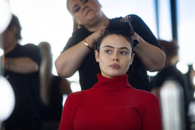 AUSTRALIAN FASHION WEEK, Behind the scenes models hair and make-up ahead of FDS TAFE NSW - The Innovators show during Australian fashion week at the Museum of contemporary art, Sydney, Wednesday, May 13, 2026. ( NO ARCHIVING MELBOURNE VICTORIA AUSTRALIA  Copyright: xNADIRxKINANIx 20260513162444053862