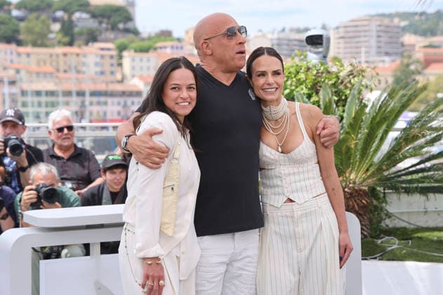 Michelle Rodriguez, Vin Diesel und Jordana Brewster beim Photocall zum Kinofilm The Fast and the Furious auf dem Festival de Cannes 2026 79 Internationale Filmfestspiele von Cannes am Palais des Festivals. Cannes, 13.05.2026