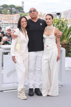 Michelle Rodriguez, Vin Diesel und Jordana Brewster beim Photocall zum Kinofilm The Fast and the Furious auf dem Festival de Cannes 2026 79 Internationale Filmfestspiele von Cannes am Palais des Festivals. Cannes, 13.05.2026