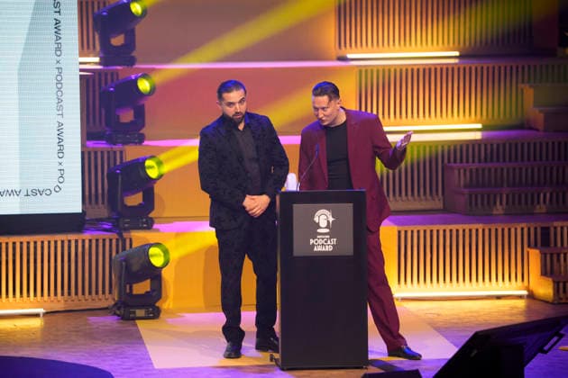 Verleihung Deutscher Podcast Award 2026. Zino Markarian und Andrej Filatow. Berlin, 13.05.2026. Berlin Deutschland Copyright: xDominikxButzmannx