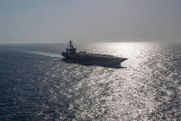 May 13, 2026, Arabian Sea, International Waters: The U.S. Navy Nimitz-class aircraft carrier USS Abraham Lincoln operating in support of Operation Epic Fury and the naval blockade of Iran, May 8, 2025, on the Northern Arabian Sea. Arabian Sea International Waters - ZUMAp138 20260513_zaa_p138_015 Copyright: xHandout U.SxNavyx
