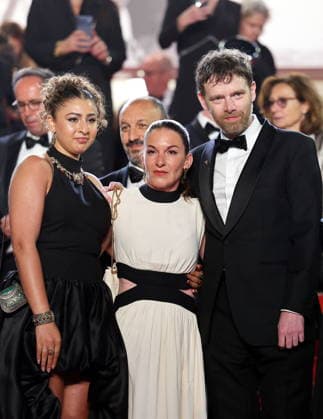 Emma Boumali, Mickaëlle Paty sister of Samuel Paty , Antoine Reinartz Descente des marches du film Labandon lors du 79ème Festival International du Film de Cannes, le 13 mai 2026 Jacovides Moreau Bestimage People leaving the red carpet for Forsaken at the 79th Cannes International Film Festival on May 13, 2026 Cannes France  Copyright: xJACOVIDES-MOREAUx xBESTIMAGExJACOVIDES-MOREAUx xBESTIMAGEx
