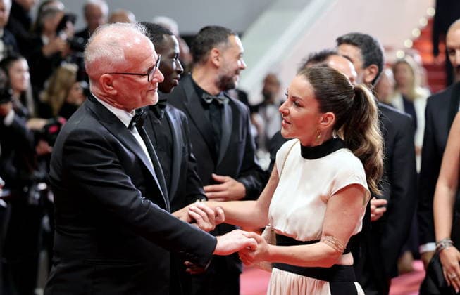 Thierry Frémaux, general delegate of the Cannes Film Festival and Mickaëlle Paty sister of Samuel Paty Descente des marches du film Labandon lors du 79ème Festival International du Film de Cannes, le 13 mai 2026 Jacovides Moreau Bestimage People leaving the red carpet for Forsaken at the 79th Cannes International Film Festival on May 13, 2026 Cannes France  Copyright: xJACOVIDES-MOREAUx xBESTIMAGExJACOVIDES-MOREAUx xBESTIMAGEx