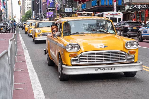 May 13, 2026, Bronx, New York, USA: New York, NY, USA, May 13, 2026: Atmosphere outside of movie theater as old checker cabs arrive ahead of world premiere of Amazon Prime Video s Spider Noir at Regal Times Square. Bronx USA - ZUMAr339 20260513_znp_r339_006 Copyright: xLevxRadinx