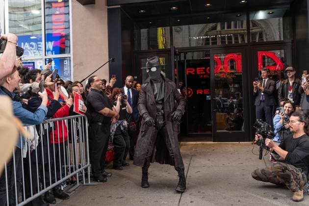May 13, 2026, Bronx, New York, USA: New York, NY, USA, May 13, 2026: A stunt performer dressed as Nicolas Cage s Spider Noir character arrives for world premiere of Amazon Prime Video s Spider Noir at Regal Times Square. Bronx USA - ZUMAr339 20260513_znp_r339_019 Copyright: xLevxRadinx
