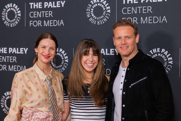 May 13, 2026, Hollywood, California, USA: (L R) Irish actress Caitriona Balfe, US author Jessica Radloff and Scottish actor Sam Heughan on the red carpet of Outlander: A Celebration on Wednesday, May 13, 2026 at the Dolby Theater in Hollywood, California. JAVIER ROJAS PI Hollywood USA - ZUMAp124 20260513_zaa_p124_036 Copyright: xJavierxRojasx