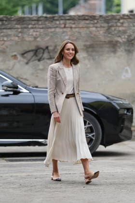 . 14 05 2026. Reggio Emilia, Italy. Kate Middleton, the Princess of Wales, arriving at a creative resource centre in Reggio Emilia in Italy, on day two of her visit to Italy.  xStephenxLockx xi-Imagesx IIM-26770-0002