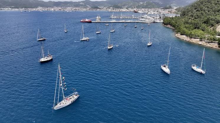 Global Sumud Flotilla is ready to set sail from Marmaris to Gaza with 54 boats MUGLA, TURKIYE - MAY 14: Global Sumud Flotilla, formed to break the Israeli blockade, is ready to set sail for Gaza into the Mediterranean from Marmaris with its 54 vessels in Mugla, Turkiye on May 14, 2026. Ali Riza Akkir Anadolu Mugla Turkey. Editorial use only. Please get in touch for any other usage.  Copyright: x2026xAnadoluxAlixRizaxAkkirx
