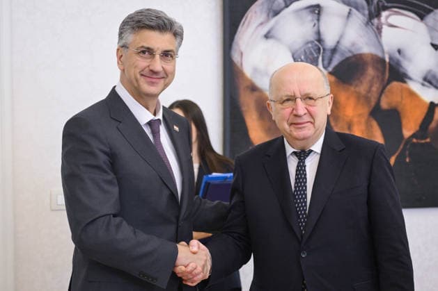 Andrius Kubilius in Croatia Prime Minister Andrej Plenkovic met with European Commissioner for Defence and Space Andrius Kubilius May 14, 2026 in Zagreb, Croatia  NevaxZganec PIXSELL