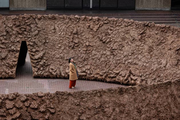 Delcy Morelos: origo at the Barbican Sculpture Court, London, UK 14 May 2026 origo, a monumental earthen sculpture by Colombian artist Delcy Morelos, on display at the Barbican Sculpture Court, London, UK, on 14 May 2026. The work spans roughly 24 x 18 metres and is hand-built with several tonnes of soil and aromatic spices including cinnamon and coffee, marking the first large-scale artistic commission in the Sculpture Court in ten years, on view from 15 May until 31 July 2026., Credit:Pete Speller Avalon  Copyright: xPetexSpellerx xAvalonx 1098916730