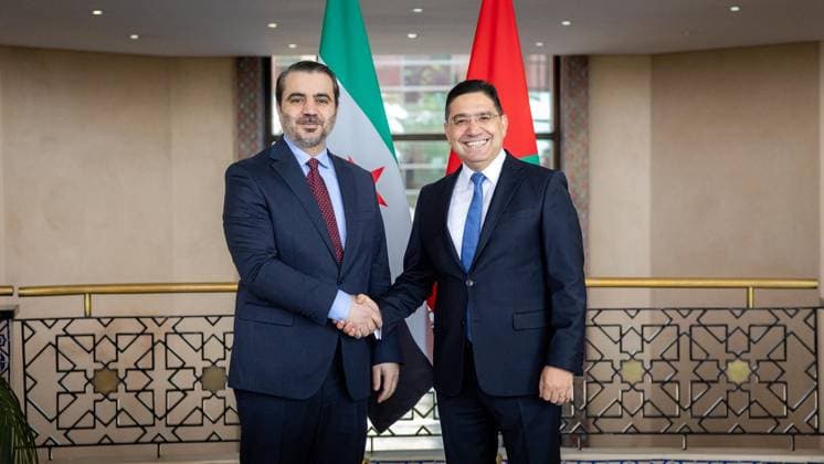 Syrian Foreign Minister Asaad Hassan al-Shaibani in Rabat RABAT, MOROCCO - MAY 14: (----EDITORIAL USE ONLY - MANDATORY CREDIT - SYRIAN FOREIGN MINISTRY HANDOUT - NO MARKETING NO ADVERTISING CAMPAIGNS - DISTRIBUTED AS A SERVICE TO CLIENTS----) Syrian Foreign Minister Asaad Hassan al-Shaibani meets with Moroccan Foreign Minister Nasser Bourita in Rabat, Morocco on May 14, 2026. Syrian Foreign Ministry Handout Anadolu Rabat Morocco. Editorial use only. Please get in touch for any other usage.  Copyright: x2026xAnadoluxSyrianxForeignxMinistryx xHandoutx