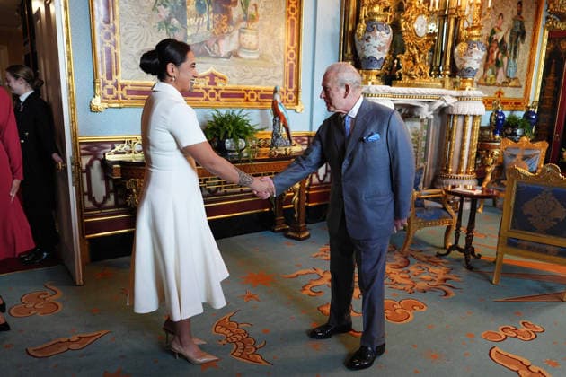 Audience at Buckingham Palace King Charles III during an audience with Maori queen, Te Arikinui Kuini Nga wai hono i te po, at Buckingham Palace, London. Picture date: Thursday May 14, 2026., Credit:Aaron Chown PA ROTA - B68 Avalon UK, London  Copyright: xAaronxChownx xPAxROTAx-xB68x xAvalonx 1098972083