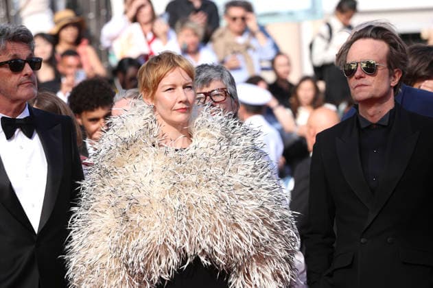 Pawel Pawlikowski, Sandra Huller und August Diehl bei der Premiere des Kinofilms Fatherland auf dem Festival de Cannes 2026 79. Internationale Filmfestspiele von Cannes im Palais des Festivals. Cannes, 14.05.206