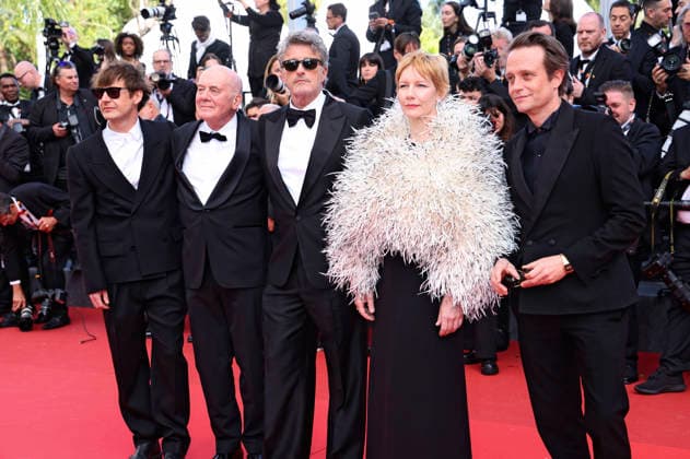 Lukasz Zal, Hanns Zischler, Pawel Pawlikowski, Sandra Hüller und August Diehl bei der Premiere des Kinofilms Fatherland auf dem Festival de Cannes 2026 79. Internationale Filmfestspiele von Cannes im Palais des Festivals. Cannes, 14.05.206