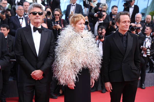 Pawel Pawlikowski, Sandra Hüller und August Diehl bei der Premiere des Kinofilms Fatherland auf dem Festival de Cannes 2026 79. Internationale Filmfestspiele von Cannes im Palais des Festivals. Cannes, 14.05.206