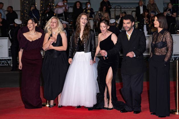 Cannes Sanguine Screening NG Sonia Faidi, Kim Higelin, Marion Le Corroller, Mara Taquin, Sami Outalbali and Carole Lambert attending the ‘Sanguine’ Screening and Red Carpet at Palais Des Festivals in Cannes, France on May 14 2026 as part of the 79th Cannes Film Festival. Photo by Nicolas Genin ABACAPRESS.COM Cannes France  Copyright: xGeninxNicolas ABACAx