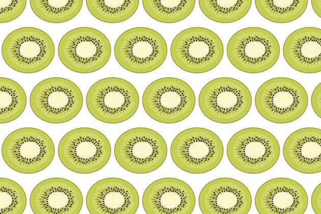 Nahtloses Muster mit in Reihen angeordneten Kiwi Fruchtscheiben auf weißem Hintergrund, frische grüne tropische Lebensmittelillustration Seamless pattern with kiwi fruit slices arranged in rows on white background, fresh green tropical food illustration Copyright: imageBROKER ibxhgi17628183.jpg