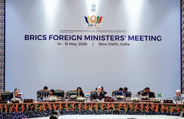 News Bilder des Tages RECORD DATE NOT STATED EAM S. Jaishankar chairs BRICS India 2026 FMM Session New Delhi, May 15 (ANI): External Affairs Minister S. Jaishankar speaks during BRICS India 2026 Foreign Ministers Meeting session on ˜Reforms of Global Governance and Multilateral System™, in New Delhi on Friday. (@DrSJaishankar ANI Photo) New Delhi Delhi India Copyright: xANIx ANI_20260515187
