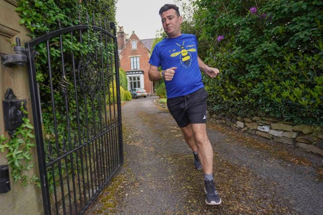 May 16, 2026, Warrington, Greater Manchester, UK: Warrington, UK. Mayor of Greater Manchester ANDY BURNHAM is seen running at his home in Warrington. Burnham has announced he will stand in the Makerfield by-election, with a view to challenging current Prime Minister, Keir Starmer if he wins. Warrington UK  - ZUMAl94_ 20260516_zaf_l94_013 Copyright: xIoannisxAlexopoulosx